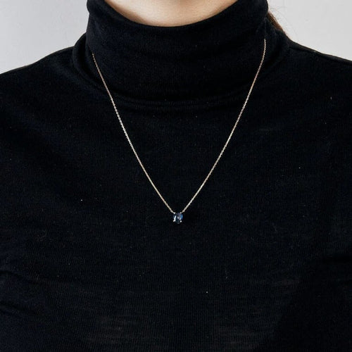 Collier Collier or rose serti d’un saphir 58 Facettes