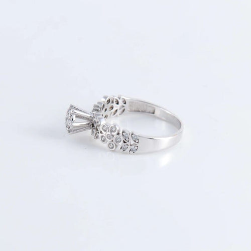 Bague 54 Bague Solitaire Fleurs diamants 58 Facettes FM91