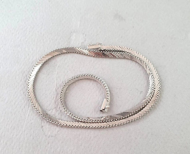 Collier COLLIER PLAT VINTAGE OR BLANC 58 Facettes C 60