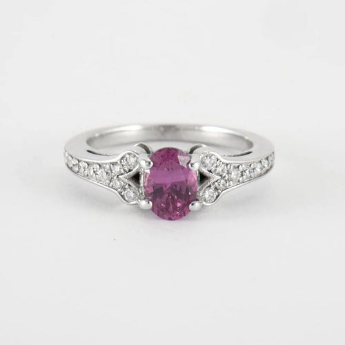 Bague 49 Bague en Or Blanc, saphir & diamants 58 Facettes