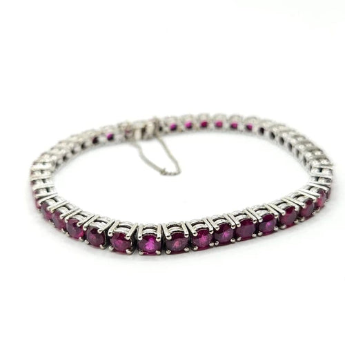 Bracelet Bracelet Tennis or blanc serti de rubis 58 Facettes