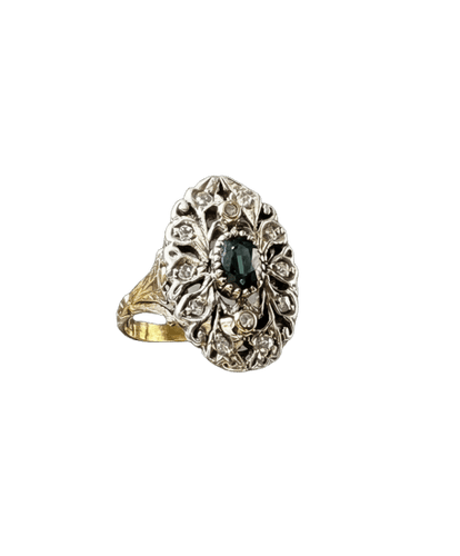 Bague 58 Bague baroque en or blanc avec péridot et diamants 58 Facettes