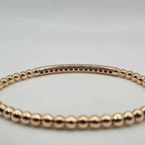 Bracelet Bracelet or rose 18 carats en billes d’or et barrette de diamants naturels 58 Facettes