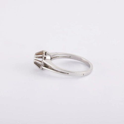 Bague 55 / Blanc/Gris / Or 750 Bague Solitaire Diamant 0.25 carat 58 Facettes 210146R