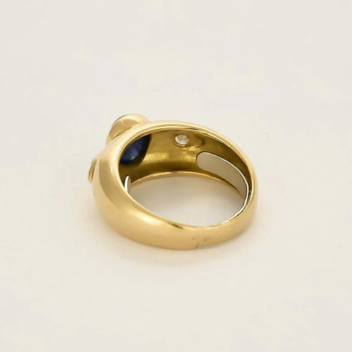 Bague jonc en or jaune, saphir et diamants