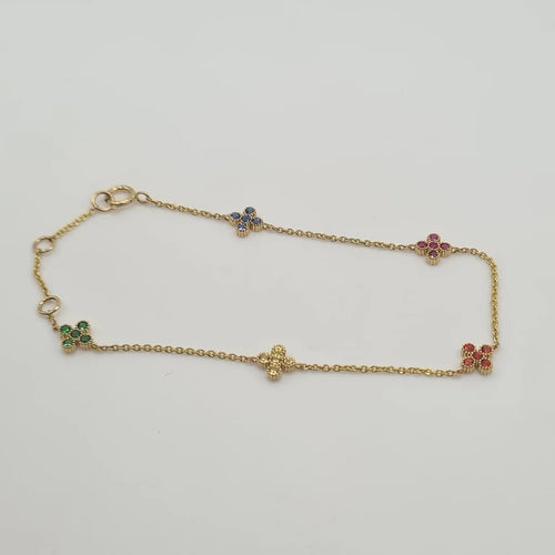 Bracelet Bracelet or jaune serti de fleurs saphir multi-couleur 58 Facettes