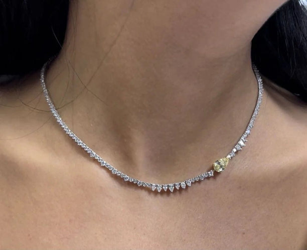 Collier Collier tennis diamant jaune 58 Facettes 385