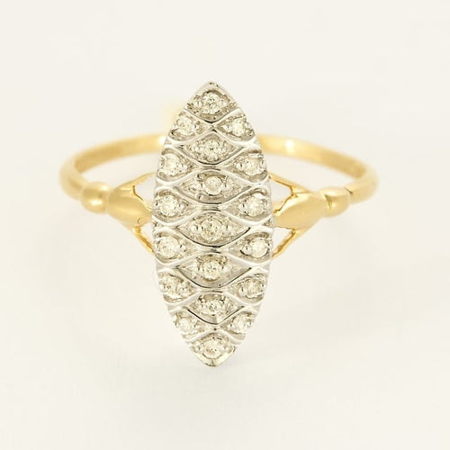 Bague 54 Bague marquise en or jaune, or blanc et diamants 58 Facettes 58FC109