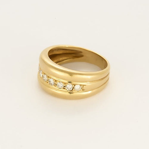 Bague 59 Bague jonc godronnée en or jaune et diamants 58 Facettes PAL3880