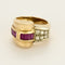 Bague 52 Bague tank en or jaune, rubis et diamants 58 Facettes COMP1376