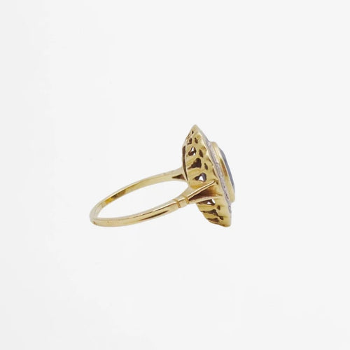 Bague 55 Bague Marguerite en or jaune saphir et diamants 58 Facettes