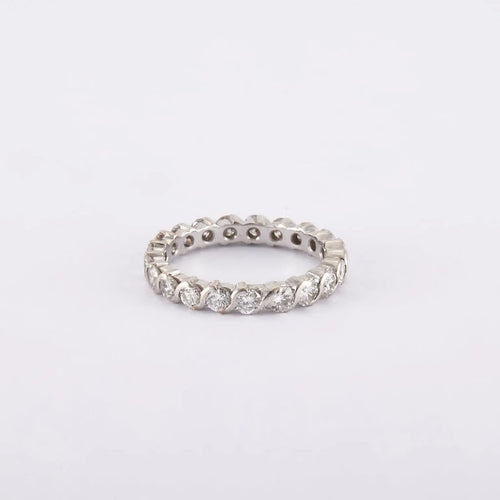 Bague 52 / Blanc/Gris / Or 750 Alliance Américaine Diamants 1.76 Carats 58 Facettes 220416R