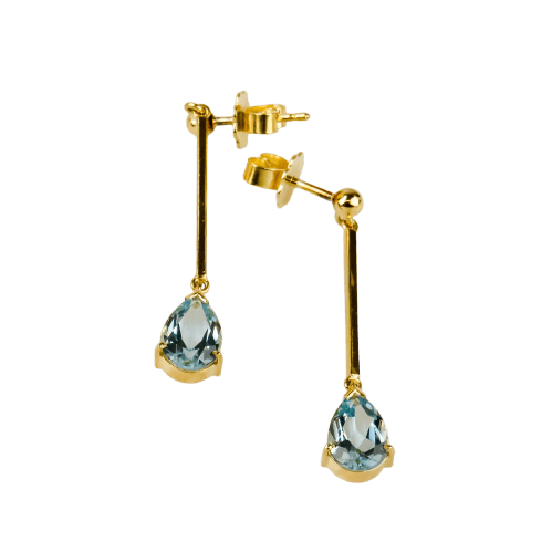 Boucles d'oreilles Ohrhänger - Boucles d’oreilles en or 750 avec aigues-marines 58 Facettes 2537