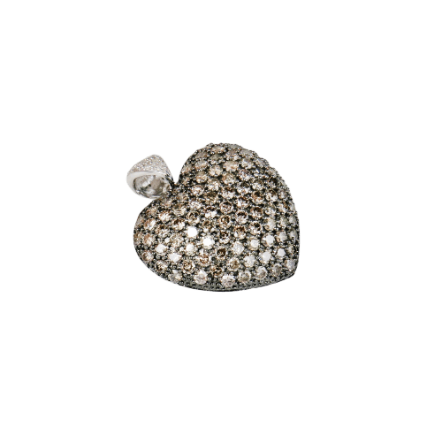 Pendentif Pendentif cœur en or blanc 585 avec diamants 58 Facettes 2560