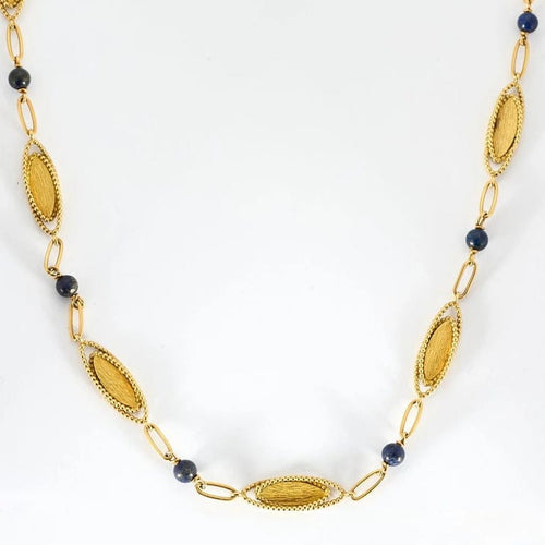 Collier Sautoir or jaune et lapis lazuli 58 Facettes
