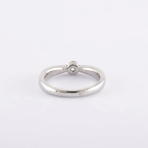 Bague 51 / Blanc/Gris / Platine 900 Bague Solitaire 0.25 carat 58 Facettes 140490R