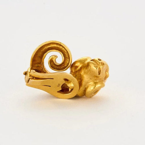 Boucles d'oreilles Zolotas - Clips d'oreilles tête de bélier en or jaune 22k 58 Facettes LJ11