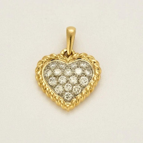 Pendentif Van Cleef & Arpels - Pendentif cœur pavé de diamants en or jaune et platine 58 Facettes MB6