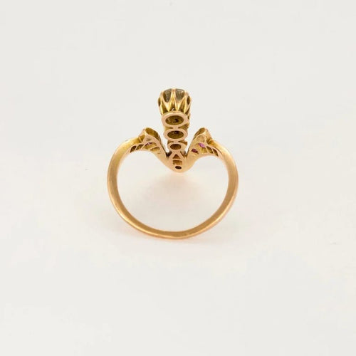 Bague 51 Bague aigrette or jaune, diamants et rubis 58 Facettes LAV1715