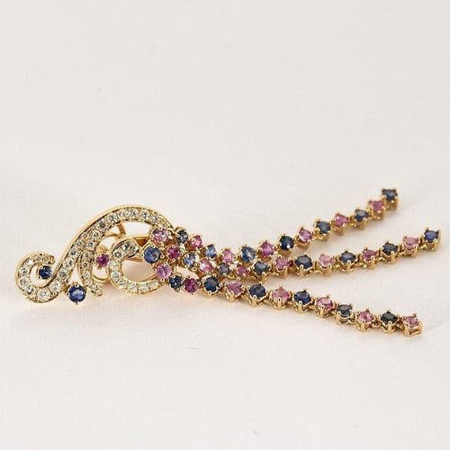 Boucles d'oreilles Boucles d'oreilles note de musique en or rose 18k et saphirs 58 Facettes N2984