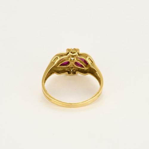Bague 53 Bague en or jaune rubis de synthèse et diamants 58 Facettes ROD4447X2