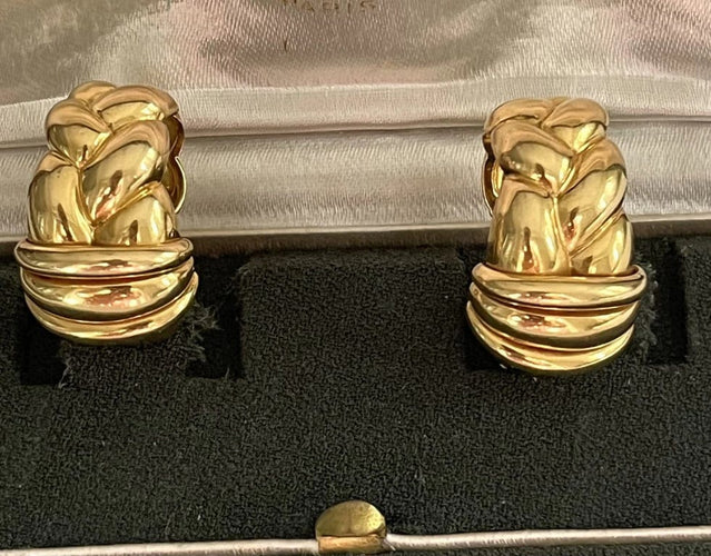 Boucles d'oreilles OJ PERRIN - Boucles d'oreilles Clips Tresse or jaune 58 Facettes LOT 4590