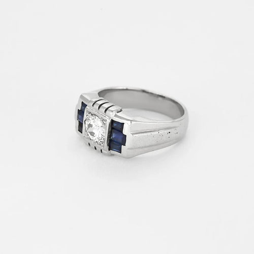 Bague 56.5 Bague en Or blanc 18k diamants et saphirs 58 Facettes PER0149