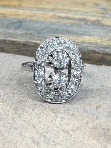 Bague 54 Bague Pompadour en platine et diamants 58 Facettes