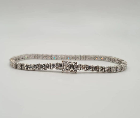 Bracelet Rivière de diamants naturels or blanc 18 carats 58 Facettes