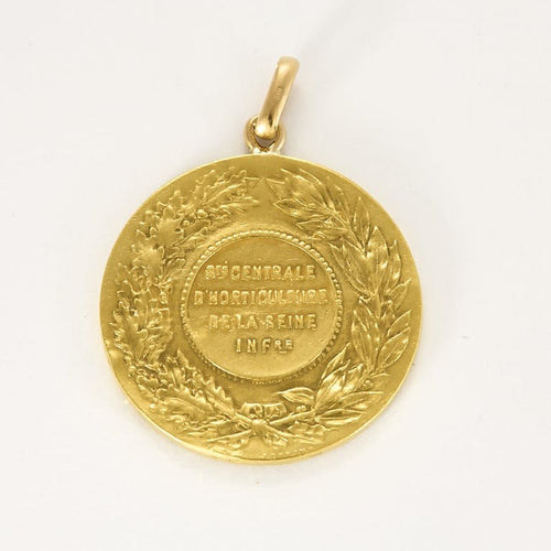 Pendentif Pendentif médaille - Société générale d'horticulture- en or jaune 58 Facettes LOR4174