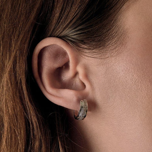 Paire d'anneaux d'oreilles en or blanc et diamants 58 Facettes ALE5012X2