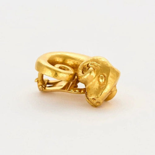 Boucles d'oreilles Zolotas - Clips d'oreilles tête de bélier en or jaune 22k 58 Facettes LJ11