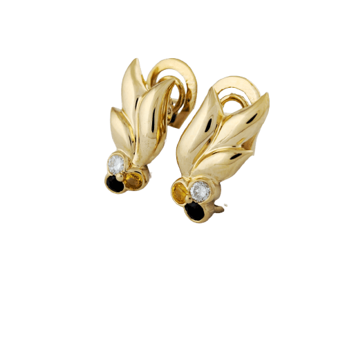 Boucles d'oreilles Boucles d’oreilles - Motif végétal en or jaune 18 carats, diamants et saphirs 58 Facettes 33712