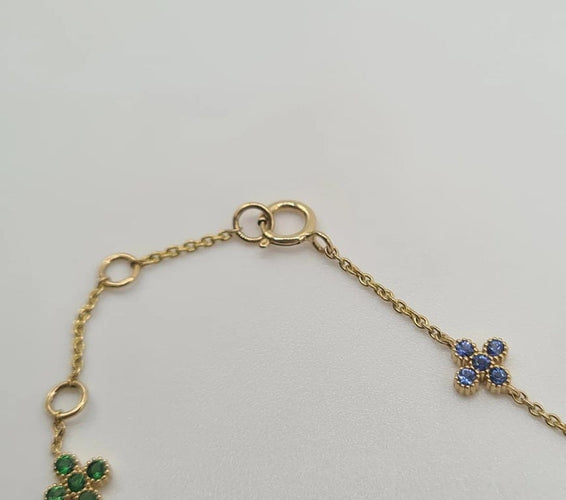 Bracelet Bracelet or jaune serti de fleurs saphir multi-couleur 58 Facettes