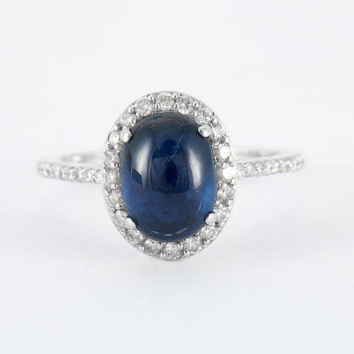 Bague 54.5 Bague Saphir cabochon Diamants 58 Facettes