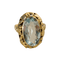 Bague 55 Bague Art nouveau en or jaune 14 carats avec aquamarine 58 Facettes 1261