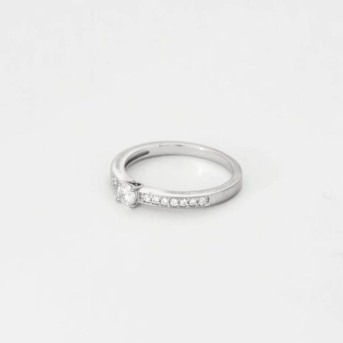 Bague 52.5 Solitaire - Bague en or blanc 18K et diamants 58 Facettes 58FC155