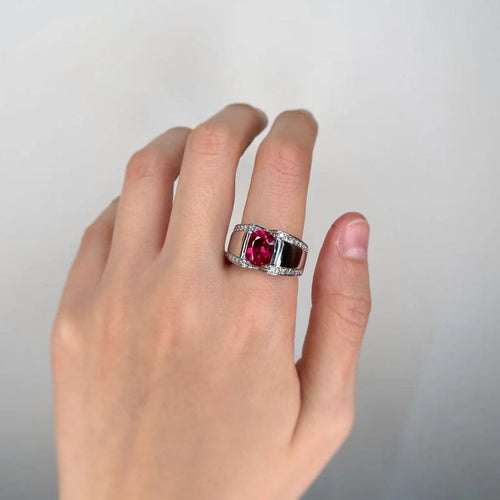 Bague 58 Bague or blanc, rubellite, diamants 58 Facettes 220447R