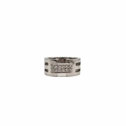 Bague 54 Bague or blanc sertie de diamants 58 Facettes