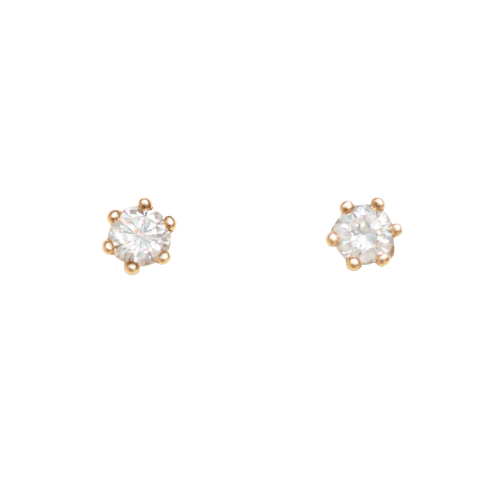 Bague Ohrstecker solitaires - Boucles d’oreilles en or jaune 14 carats et diamants 58 Facettes
