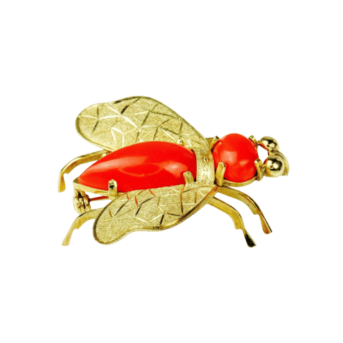 Pendentif Pendentif abeille - Pendentif en or jaune 18 carats et corail 58 Facettes 2020