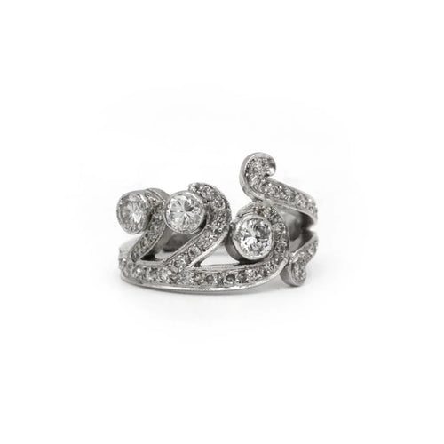 Bague 55 Bague Asymétriques - Or Blanc & Diamants 58 Facettes 250070SP