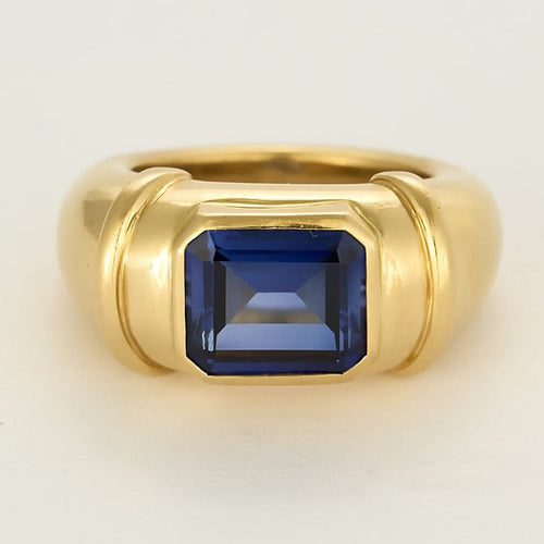 Bague 49 Bague en Or jaune et saphir de synthèse 58 Facettes VER0126