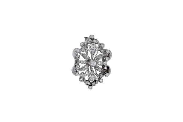 Broche Oro Bianco Spilla vintage en or blanc 18 ct et diamants 58 Facettes spl109