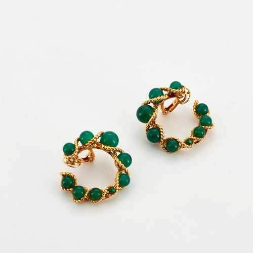 Boucles d'oreilles BOUCHERON - Demie-parure Or Jaune et Chrysoprases 58 Facettes