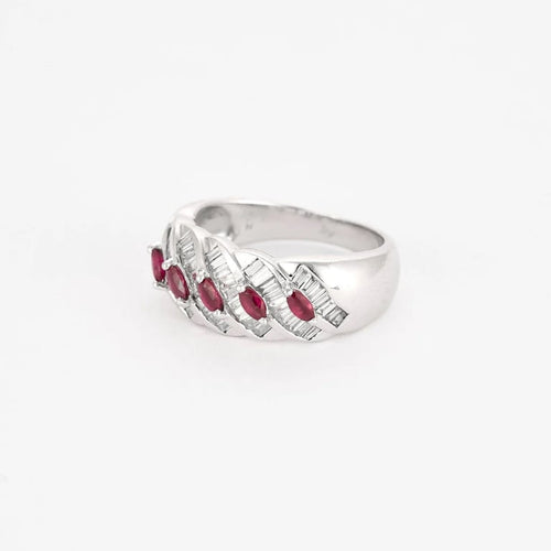 Bague 56 Bague or blanc, diamants et rubis 58 Facettes CRE0041X3