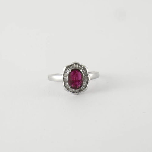 Bague 54 Bague style Marguerite Rubis Diamants 58 Facettes