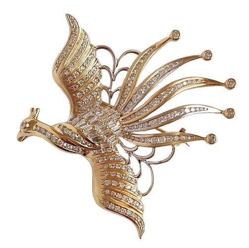 Broche Broche OISEAU DE PARADIS or jaune diamants 58 Facettes R 1137  MKEE