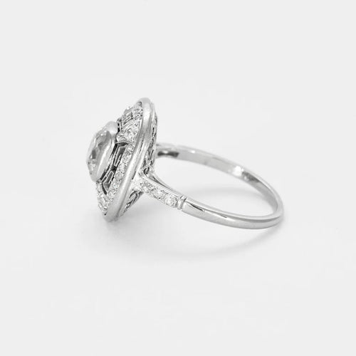 Bague 53 Bague Art Déco - Bague en platine et diamants 58 Facettes LJ4