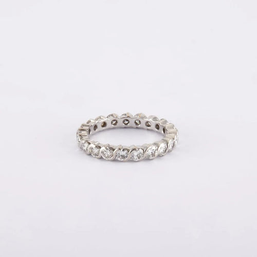 Bague 52 / Blanc/Gris / Or 750 Alliance Américaine Diamants 1.76 Carats 58 Facettes 220416R
